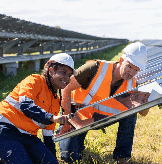 aboriginal woman apprentice at solar farm