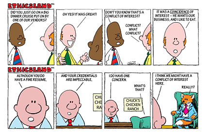 Preview cartoon strip of Diligent's Ethicsland cartoon