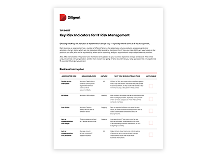 Tip Sheet - Key risk indicators for IT risk management brochure cover