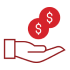 Dollars over hand icon