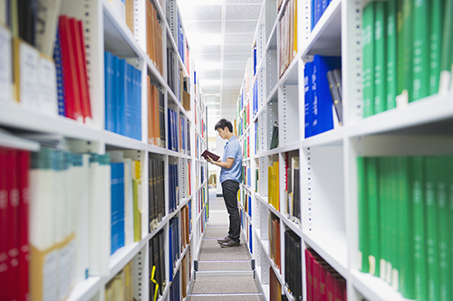 Man in library
