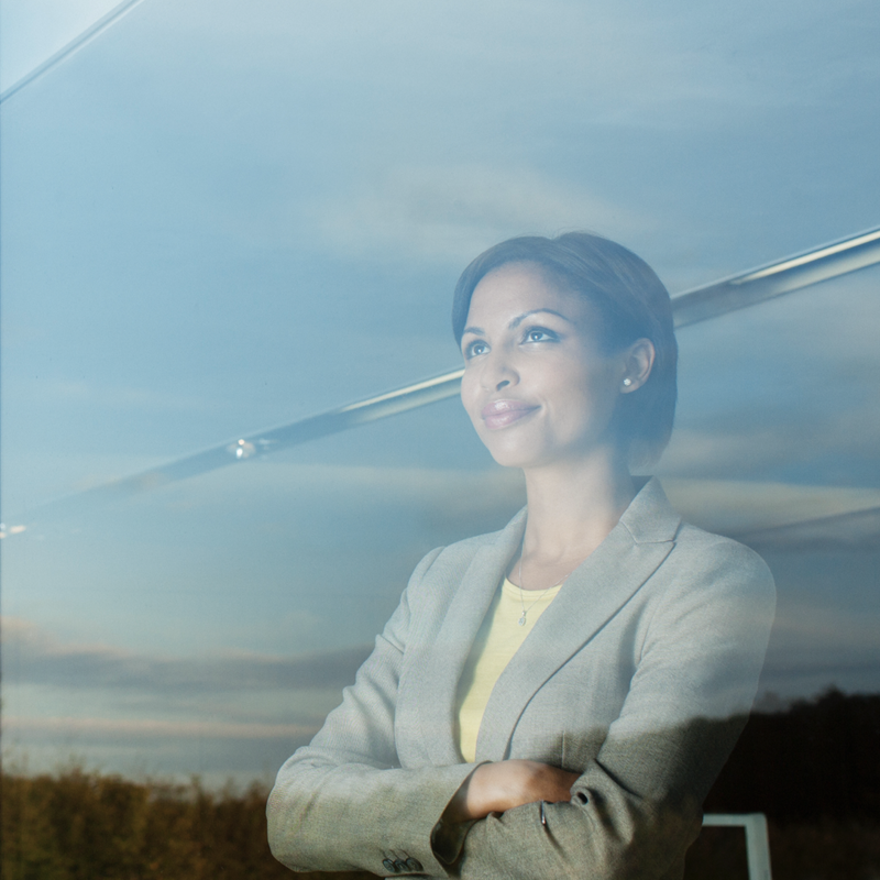 Woman smiling in business setting