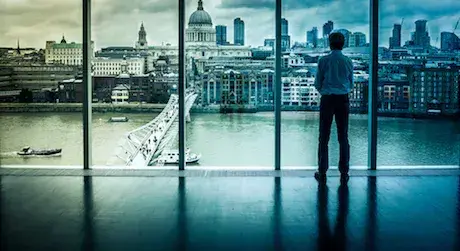 London skyline from board room representing the evolution of capitalism in the UK