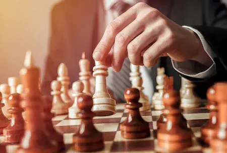 Chess board representing corporate risk management strategies