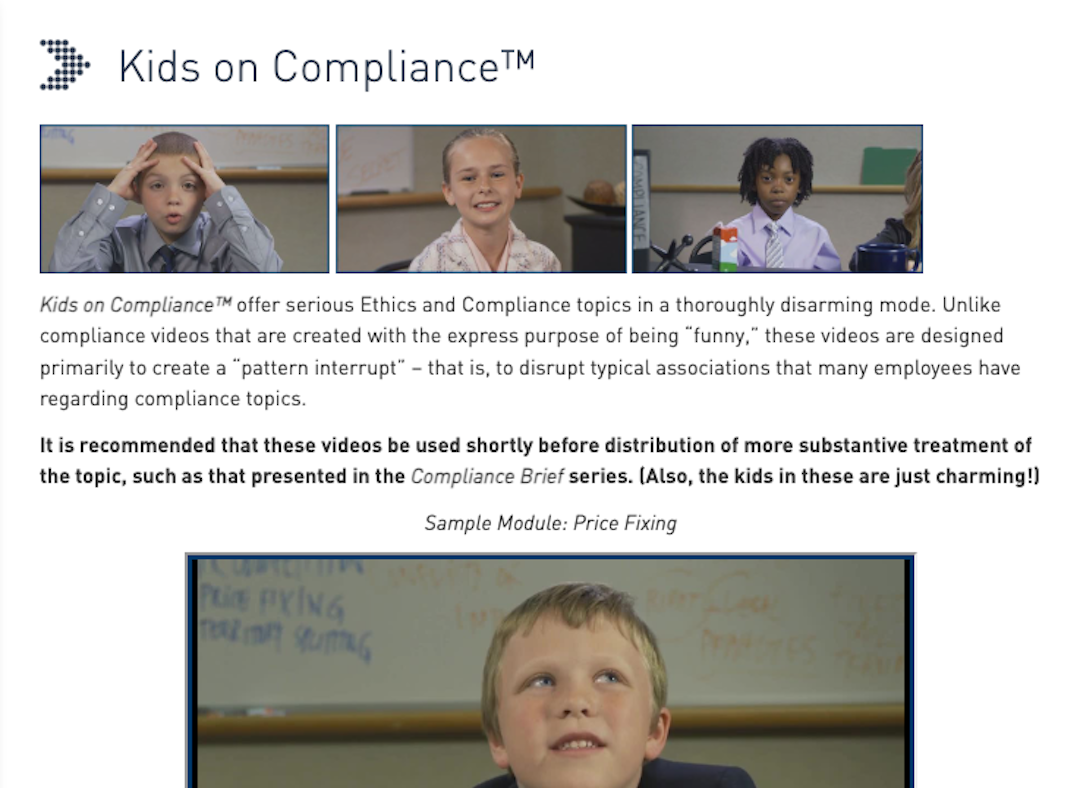 Image of Kids on compliance videos
