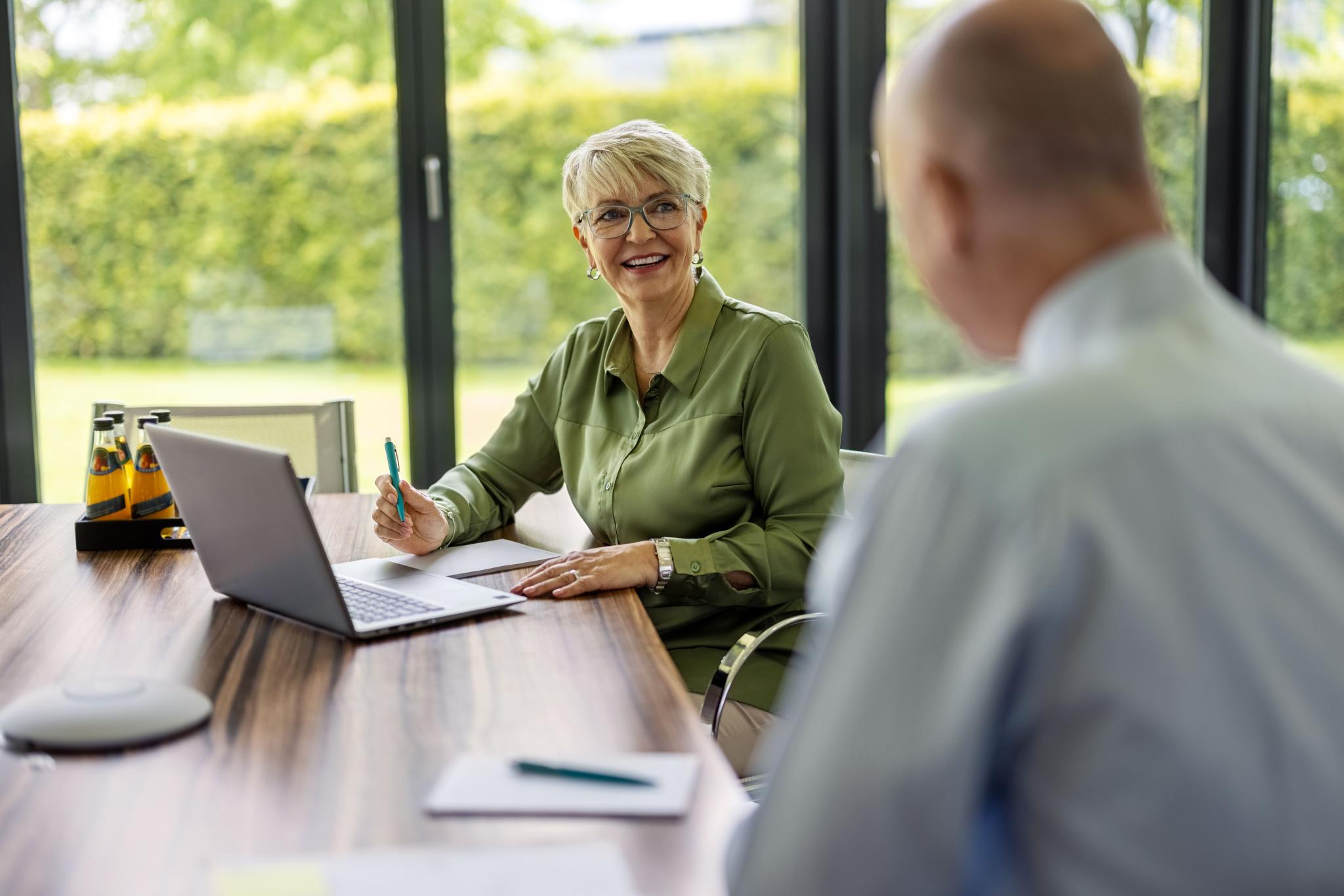 Business woman discussing top ESG trends