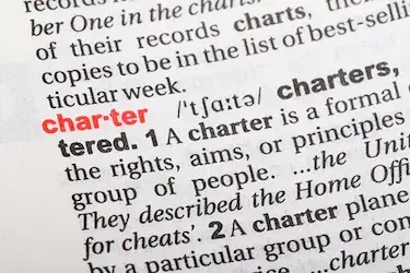 A dictionary definition of the word 'charter' which pertains to a board committee charter.