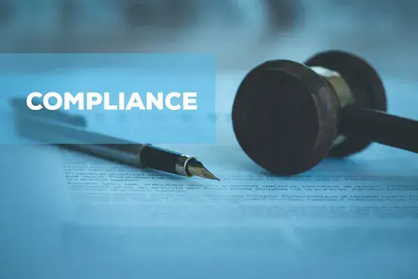 Image representing legal compliance with copy saying "compliance"